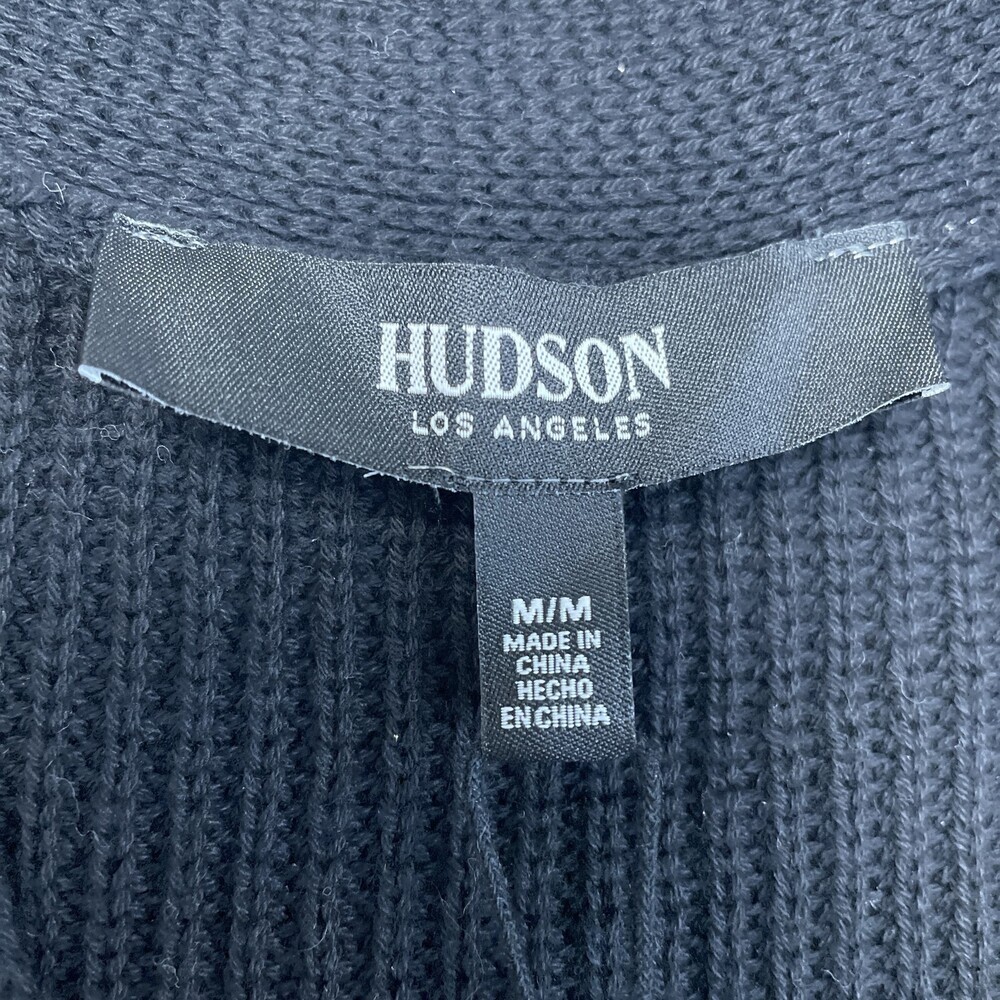 Hudson Women's M Buttondown Cardigan Black Cotton e0569 - Picture 3 of 7